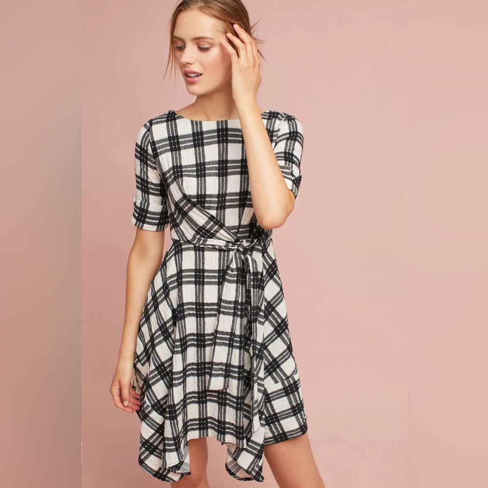 Anthropologie Eva Franco Black & White Rienne Plaid Dress